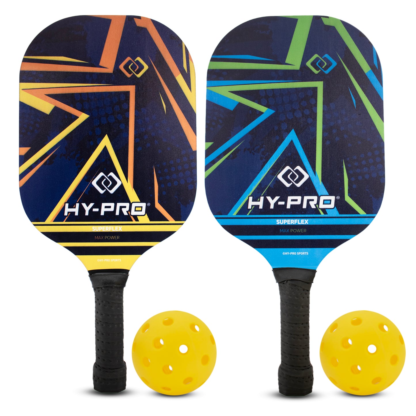 Hy-Pro Pickleball Set, 2 Paddles and 2 Balls with Carry Bag