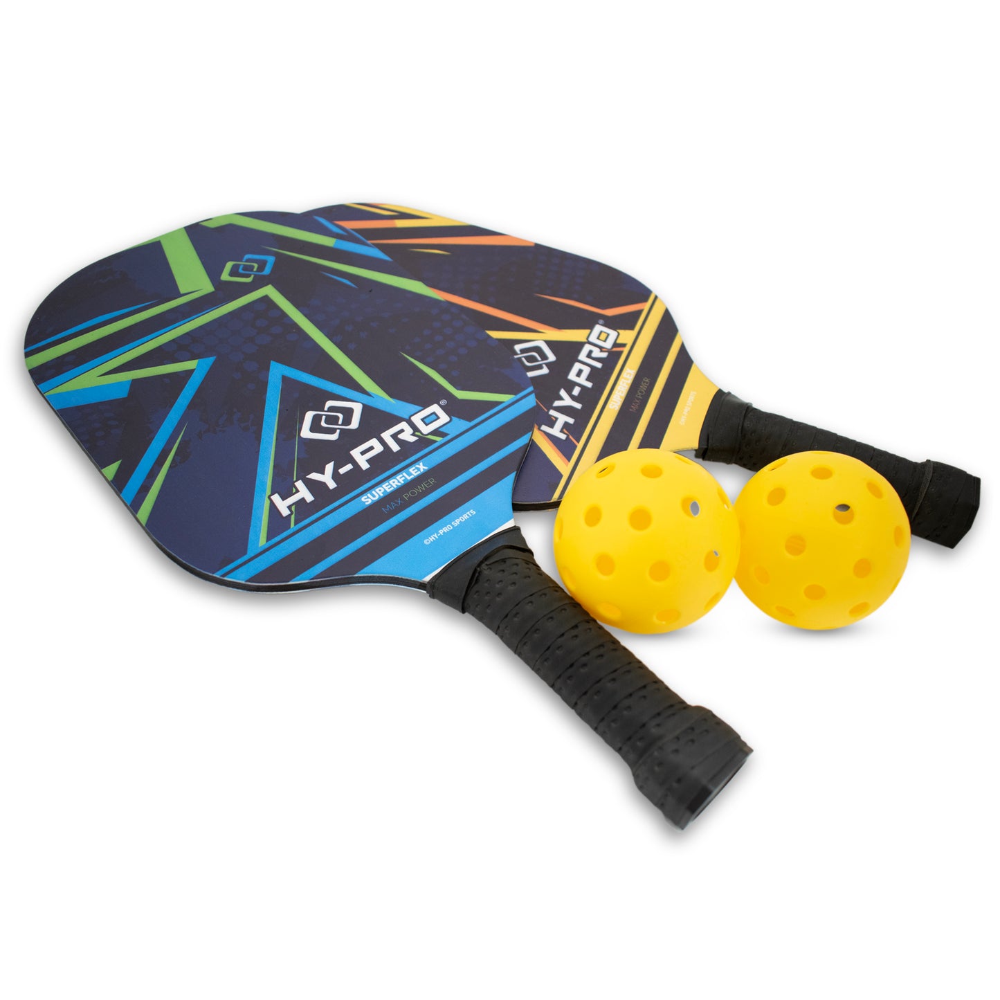 Hy-Pro Pickleball Set, 2 Paddles and 2 Balls with Carry Bag